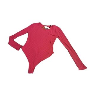 NWT Sz Med. Women's Ribbed Open Back Bodysuit - Wild Fable Red T27
